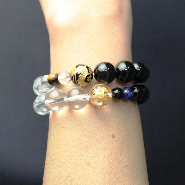 楽天市場】水晶 オニキス ブレスレット 黒い石 魔除け パワーストーン