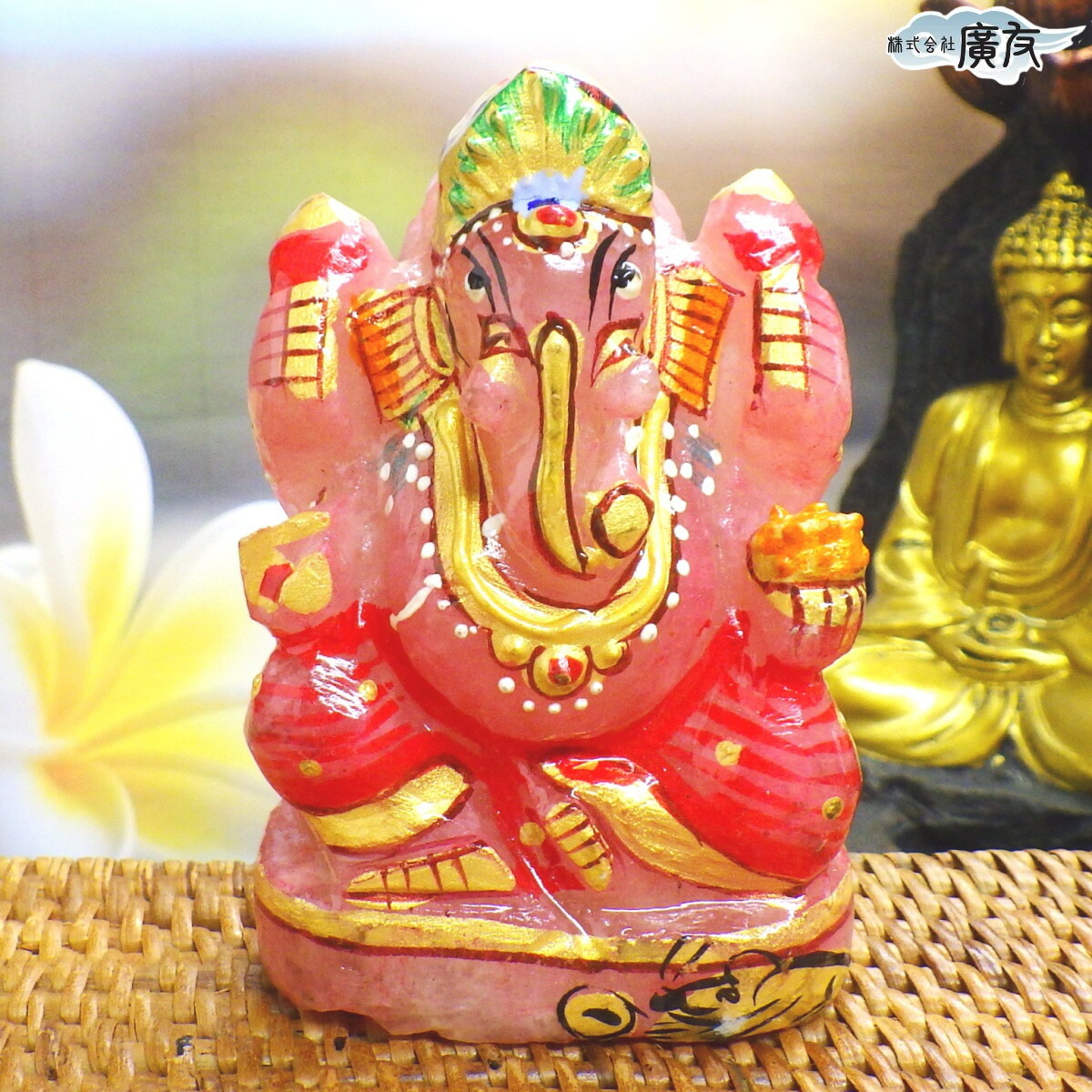 楽天市場】ガネーシャ 置物 ピンク ガネーシャ像 ローズクォーツ