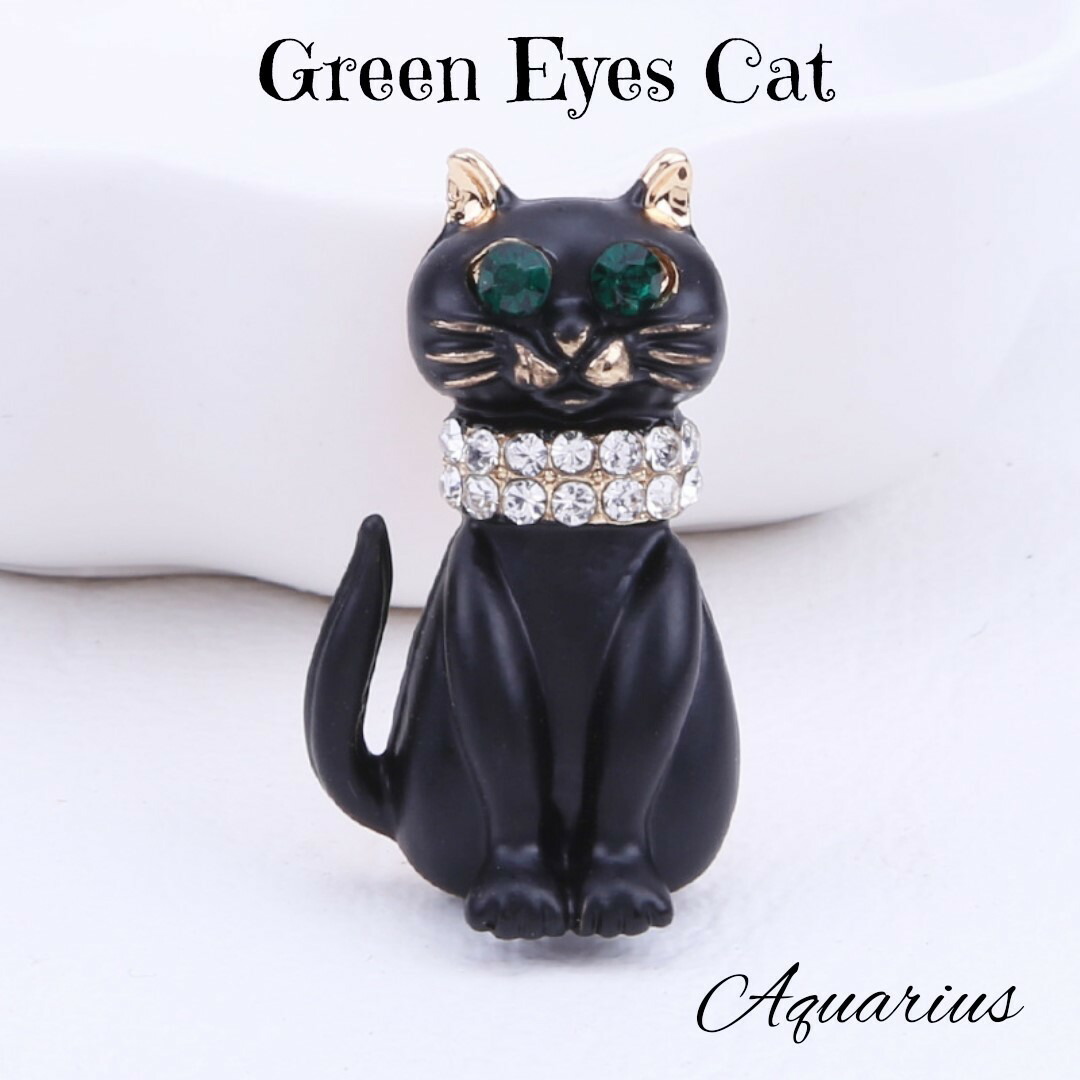 楽天市場】スワロフスキー グリーン アイ キャット 黒猫 ( 猫 ネコ