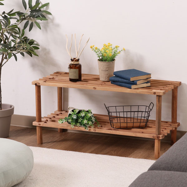 楽天市場】棚 木製 シェルフラック 木製 2段 北欧 シェルフ 収納 収納