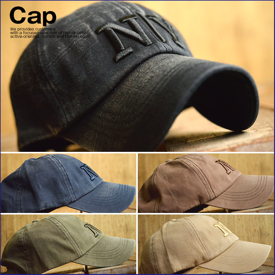 楽天市場】色褪せVINTAGE加工 コットン キャップ メンズ NY刺繍