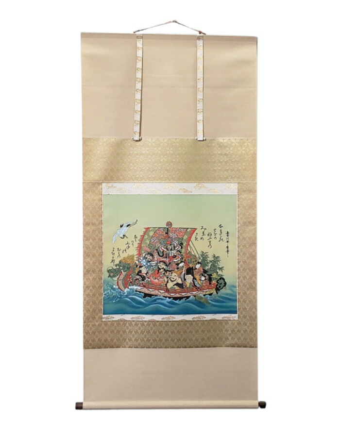 楽天市場】掛け軸 七福神 宝船 喜多川歌麿 掛軸 国産 年中掛け 床の間