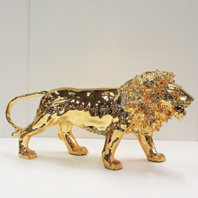 楽天市場】ライオン 金色 置物 ゴールド オブジェ W95 H45cm