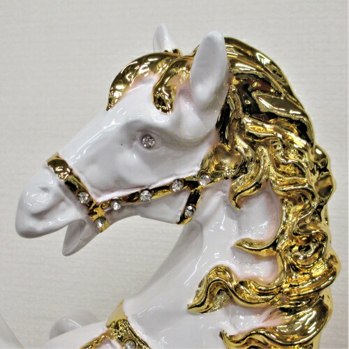 GMDTN31E ○ 飯田商事 iida 置物 馬 樹脂製 ブラック&金色 イン