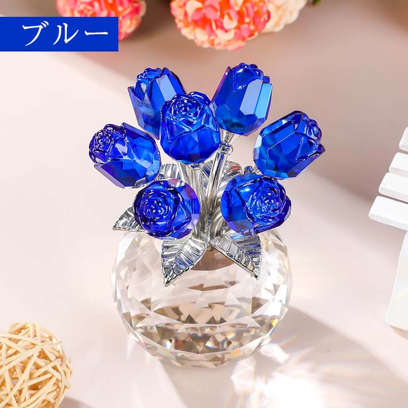 楽天市場】枯れないバラの花束 クリスタルフラワー 置物 K9クリスタル