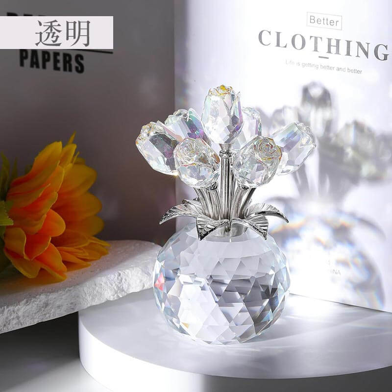 楽天市場】枯れないバラの花束 クリスタルフラワー 置物 K9クリスタル