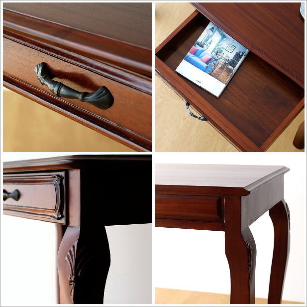 楽天市場】マホガニー無垢材 机 デスク 木製 総無垢材 猫脚 猫足