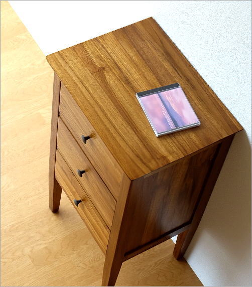 楽天市場】チーク無垢材 チェスト 木製 総無垢材 電話台 3段 収納家具