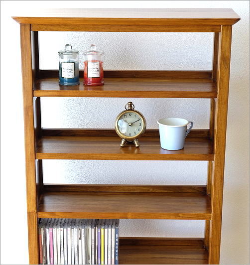 楽天市場】チーク無垢材 CDラック 文庫本本棚 スリム 薄型 天然木製