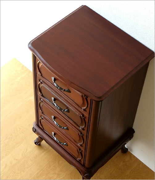楽天市場】チェスト 4段 マホガニー 無垢材 アンティーク風 猫脚 猫足