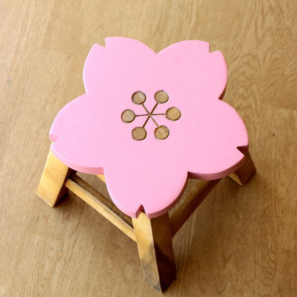 楽天市場】スツール 木製 子供 椅子 おしゃれ 桜 花型 ミニスツール