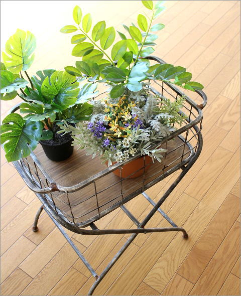 楽天市場】フラワースタンド アイアン 木製 花台 アンティーク