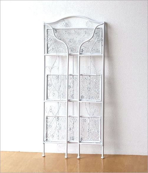 楽天市場】棚 シェルフ アイアン 3段 スリム 薄型 折りたたみ ホワイト