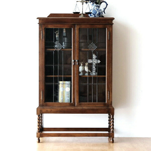 楽天市場】ガラスキャビネット アンティーク 木製 食器棚 飾り棚 北欧