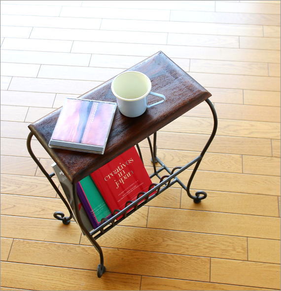 楽天市場】マガジンラック テーブル付き 木製 おしゃれ スリム