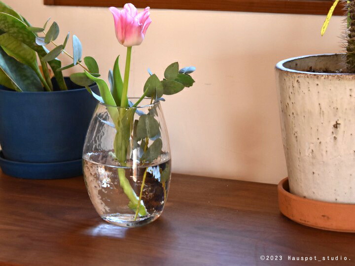 楽天市場】フラワーベース 花束 ガラス おしゃれ 青 クリア Mサイズ