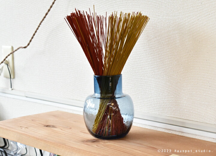 楽天市場】フラワーベース ガラス おしゃれ 青 クリア Lサイズ：約12.6