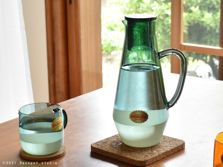 楽天市場】ガラス ピッチャー 耐熱ガラス レトロ ツートンガラス