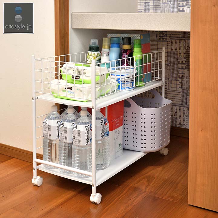 楽天市場】押し入れ収納ラック キャスター付き 2段 ワゴン 幅36cm×奥行