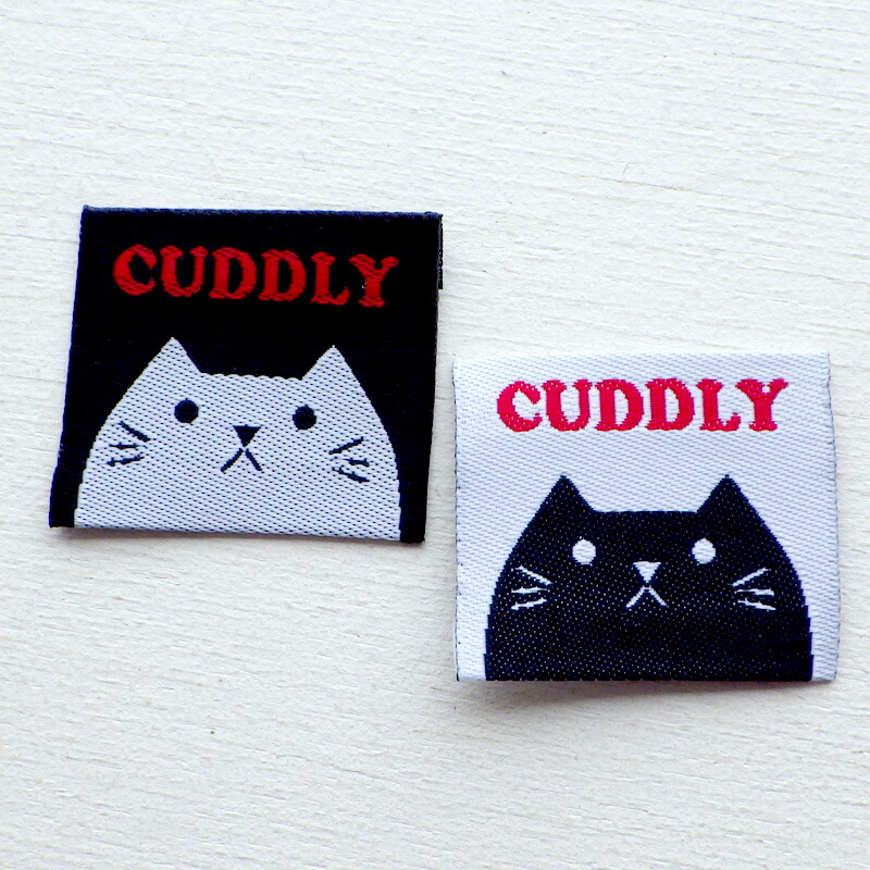 楽天市場】商用可能 ハンドメイド タグ og14 刺繍タグ 四角タグ 猫 cat