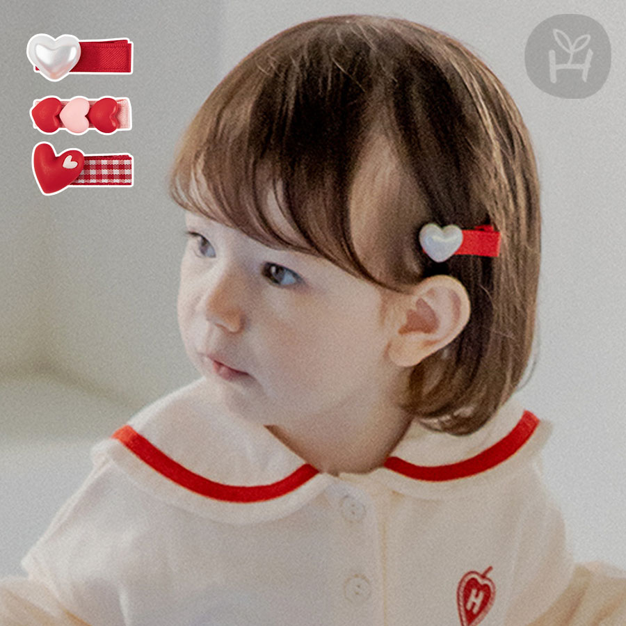 楽天市場】ロニー ミニー ベビー ヘアピン 3点セット 赤 レッド ハート