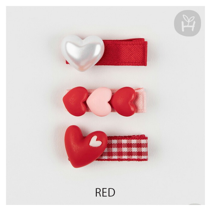 楽天市場】ロニー ミニー ベビー ヘアピン 3点セット 赤 レッド ハート