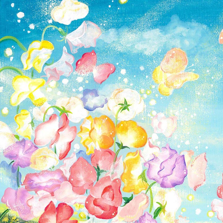 楽天市場】絵画 スイートピー 風景画 菜の花 「春風にのって」 癒し