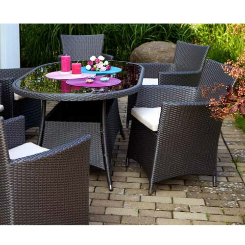 楽天市場】高級人工ラタン ガーデンテーブルチェアセットSunset.08（5