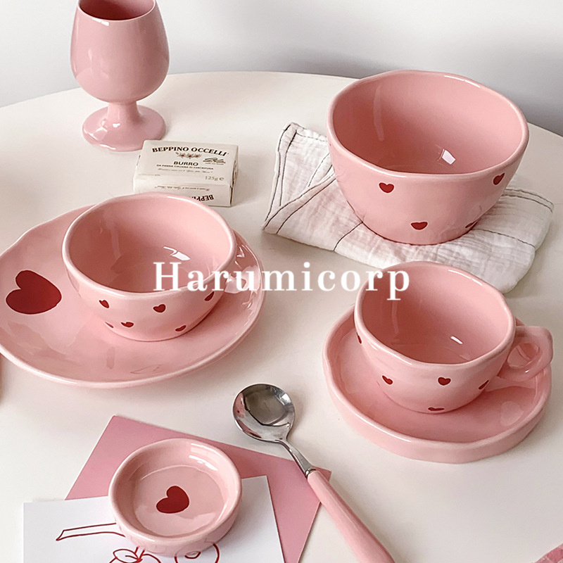 楽天市場】ハート柄新生活用 食器セットピンク「 1人用セット 」 「 2