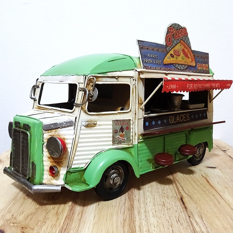 楽天市場】ビンテージカー 車 ピザ屋 オブジェ 可愛い ブリキ おもちゃ