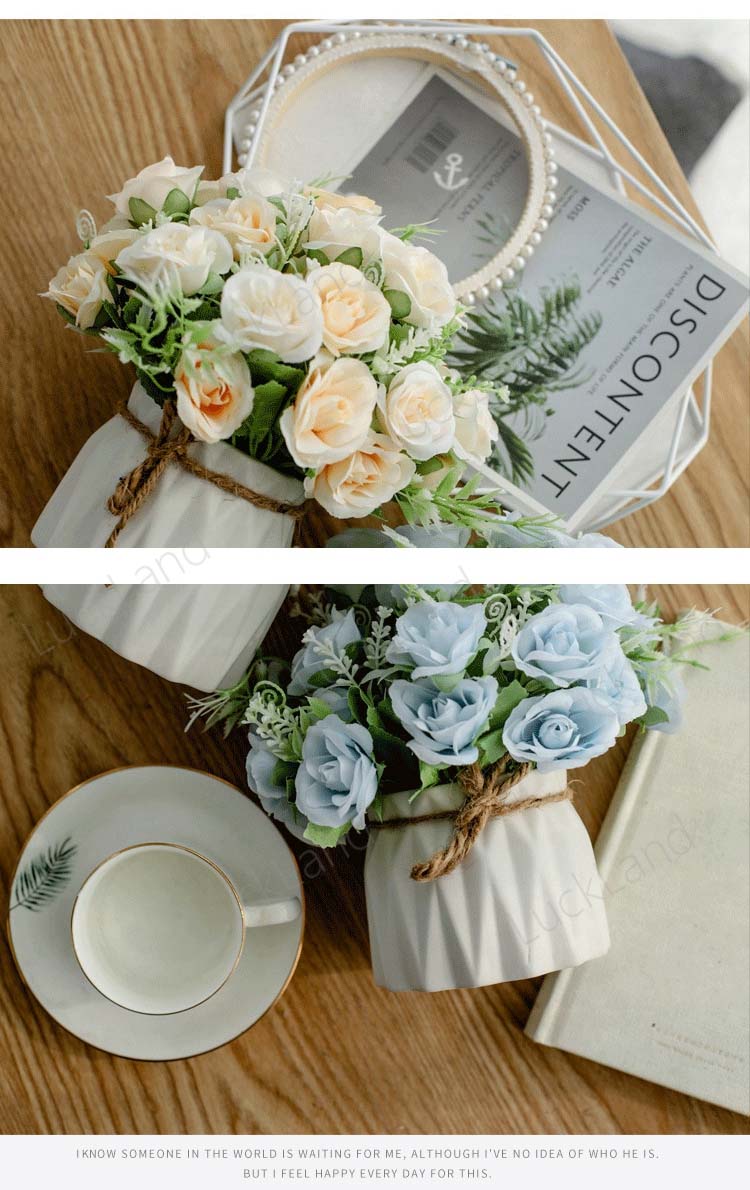 楽天市場】造花 ブーケ フラワーアレンジメント 花瓶付き 花器 造花