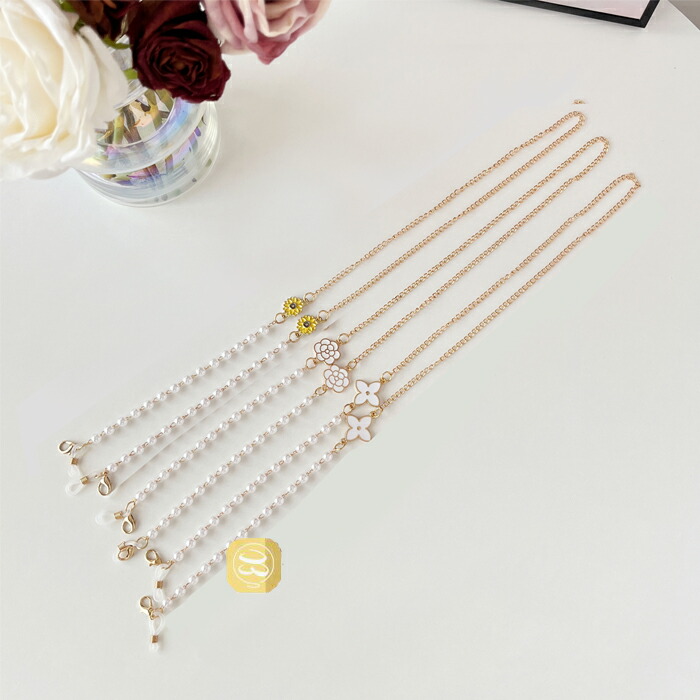 楽天市場】送料無料 眼鏡チェーン おしゃれ 山茶花 菊 四つ葉の