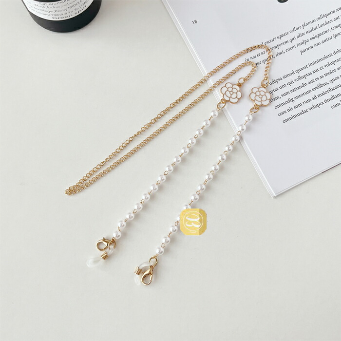 楽天市場】送料無料 眼鏡チェーン おしゃれ 山茶花 菊 四つ葉の