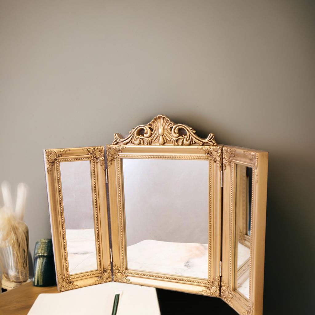 楽天市場】ロココ調 卓上 3面 ミラー 三面鏡 ヨーロピアン