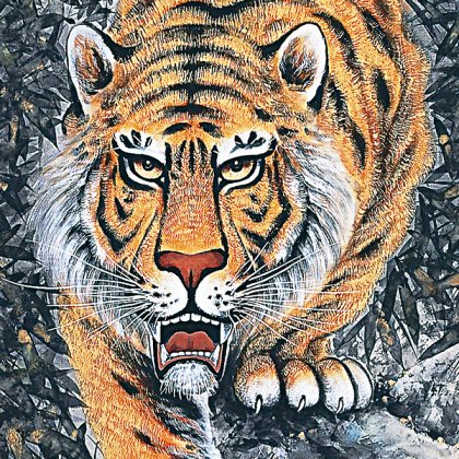 楽天市場】虎の掛け軸 猛虎 百獣を圧する力強さ 家運隆盛の掛け軸 高級