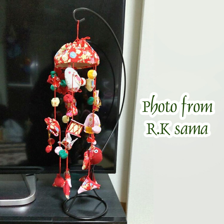 楽天市場】綿・ボンド・両面テープ付き「傘宝つるし雛5本飾り」（赤