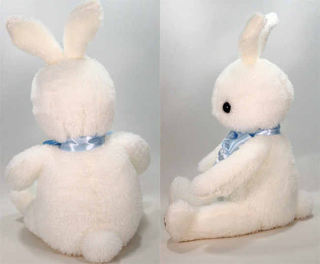 楽天市場】白うさぎ ウェイトドール 1体 青いリボン付き ぬいぐるみ