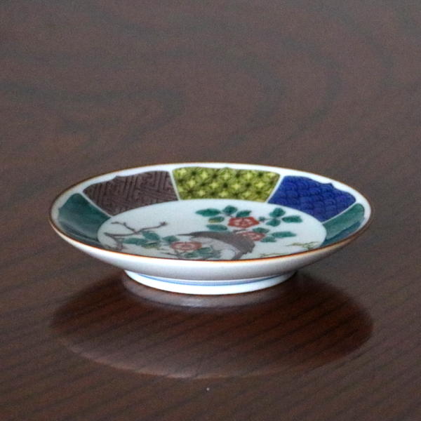 楽天市場】九谷焼 青郊窯豆皿 古九谷色絵花鳥図MC-10 : 九谷陶芸 北山