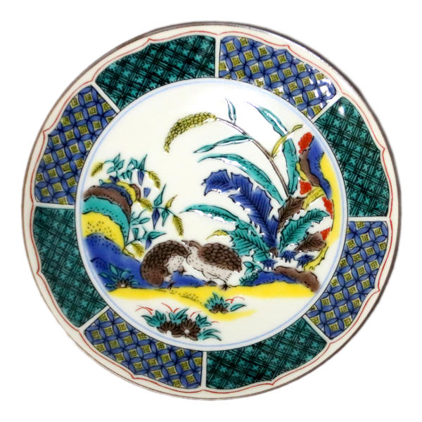 楽天市場】九谷焼 青郊窯豆皿 古九谷色絵鶉草花図MC-13 : 九谷陶芸