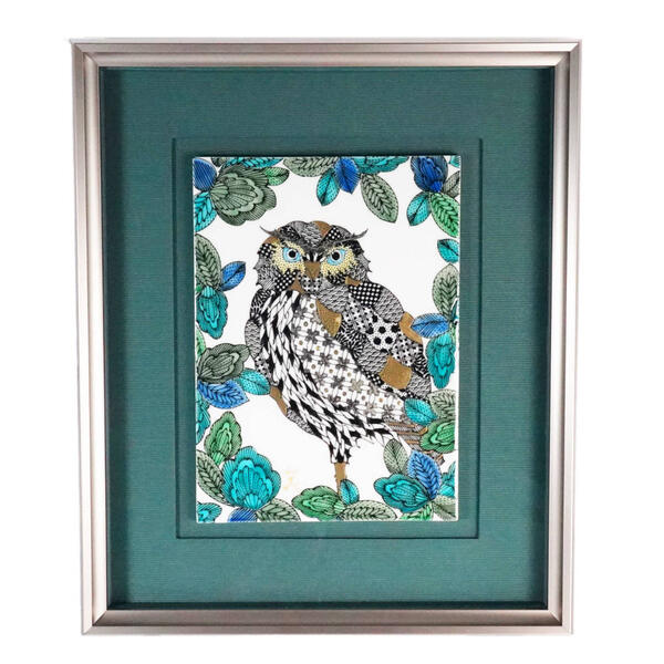 楽天市場】北村和義 九谷焼陶額 線描色絵金彩 森のフクロウ : 九谷陶芸