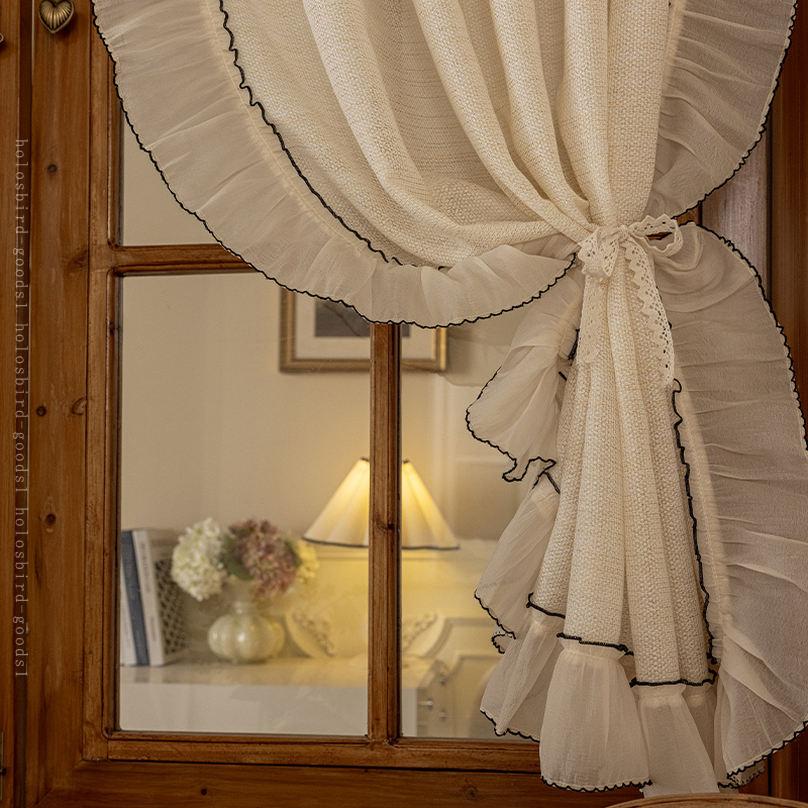 楽天市場】姫系 花柄 刺繍 カフェカーテン レース 小窓用 短いカーテン