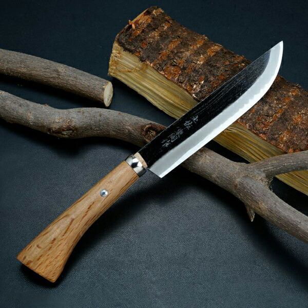 楽天市場】アウトドア用 黒打剣ナタ 180mm 青紙鋼 ツバなし 鞘付き（ 6