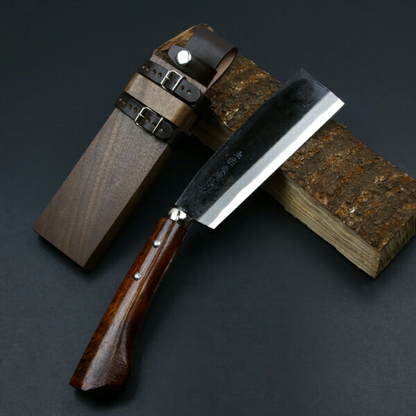 楽天市場】東周作 最高級 黒打 腰鉈 両刃165mm白紙鋼 ウォルナット鞘