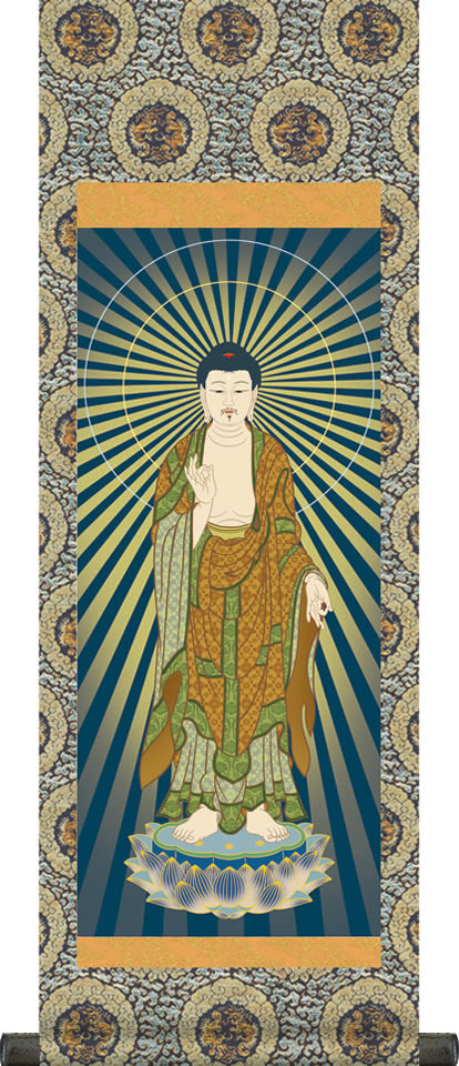 楽天市場】掛け軸-阿弥陀如来／山村 観峰（特製飾りスタンド付き）飾る