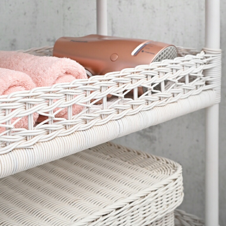 楽天市場】ワゴン キャビネット キャスター付き ラタン 籐 3段 収納