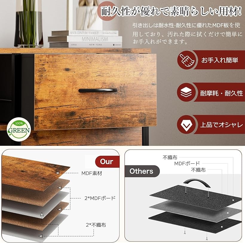 楽天市場】チェスト収納 タンス 棚付き 箪笥 リビング収納チェストUSB