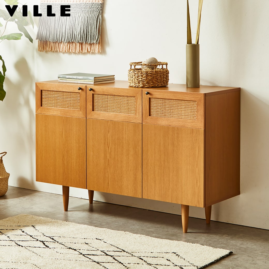 楽天市場】ビレ キャビネット サイドボード ラタン 幅120cm 高さ80cm