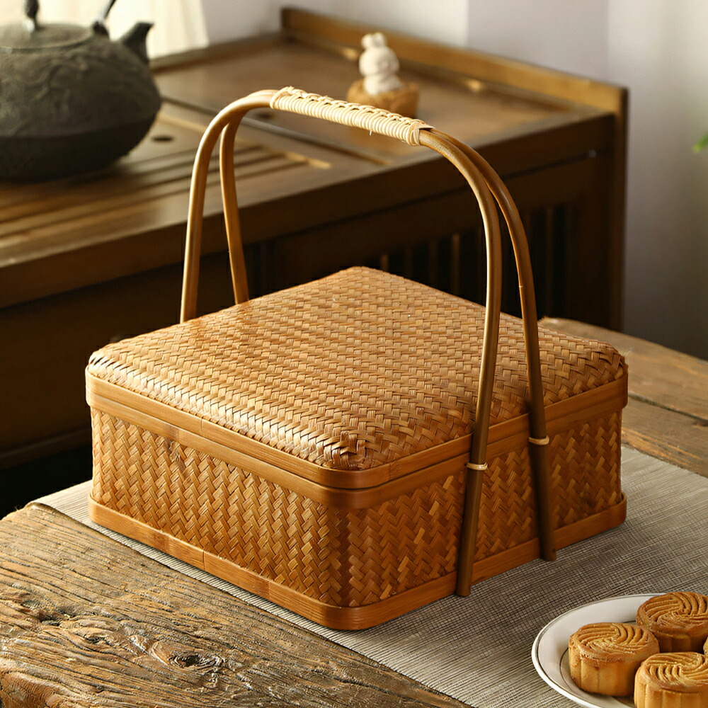 楽天市場】清境Craft 自然素材にこだわったかご 竹 かご ハンドル付き