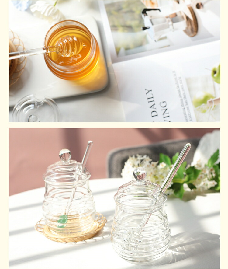 楽天市場】らくらく気軽に使える 耐熱ガラス ハニーポット おしゃれ