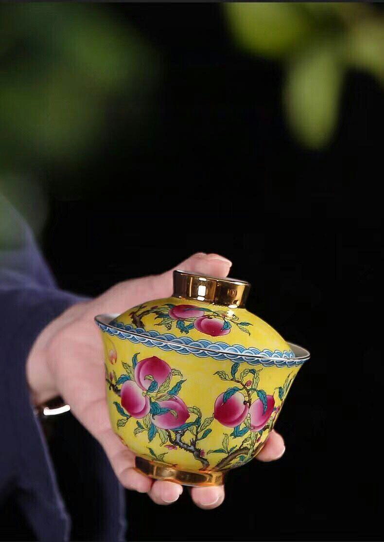 楽天市場】みずみずしい桃の絵柄 九桃 宝瓶 煎茶 茶器 茶碗 蓋物